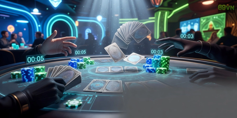 Giao diện chơi game bài tiến lên 69vn tại Tiến Lên Club với các ván bài sôi động