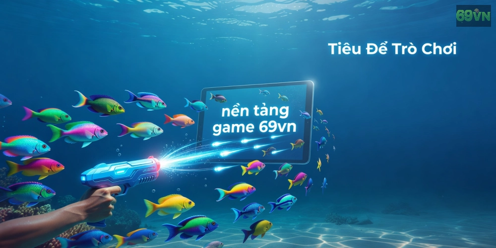 Giao diện chơi Đại Dương Bắn Cá 69vn với cá boss khổng lồ và hiệu ứng nổ xu rực rỡ
